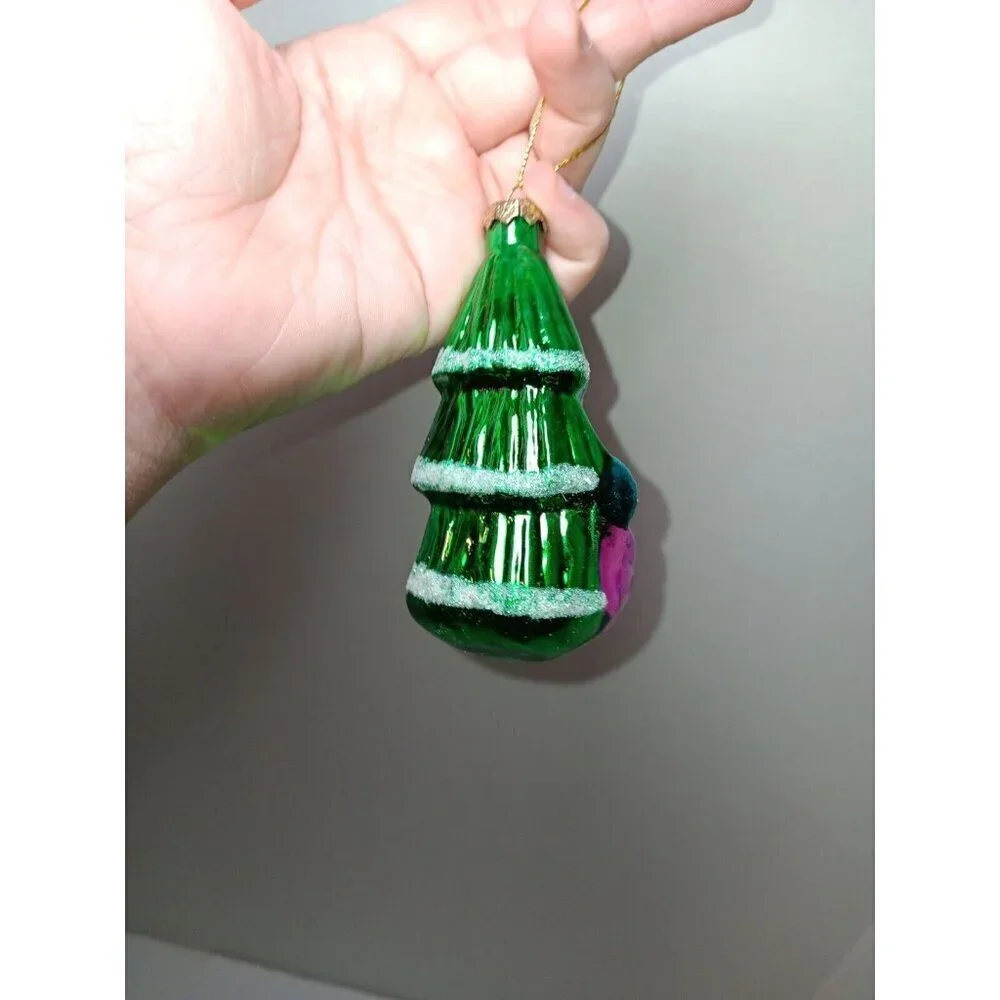 Virgin Mary Baby Jesus Glittery Blown Glass Ornament Old World Christmas